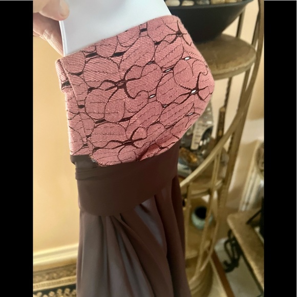 Flowy Chocolate Sheer Strapless Top/Dress Rose Floral Lace Top - Picture 7 of 11